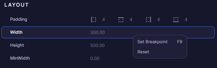 Setting breakpoint on a property