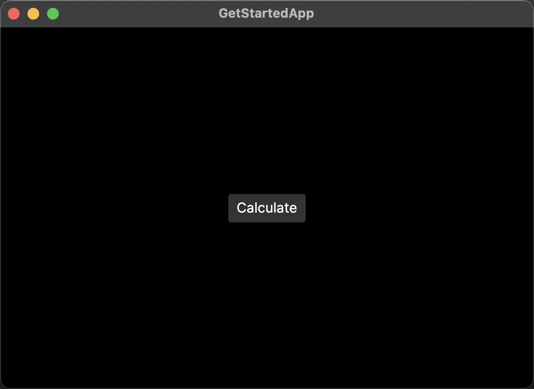 A screenshot of an app running in a window, with the button aligned center.